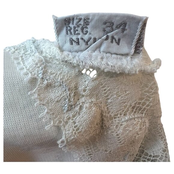 Vintage Komar Lingerie White Nylon Full Slip Size 34 Lace Trim Polka Dot Bodice - Picture 6 of 6